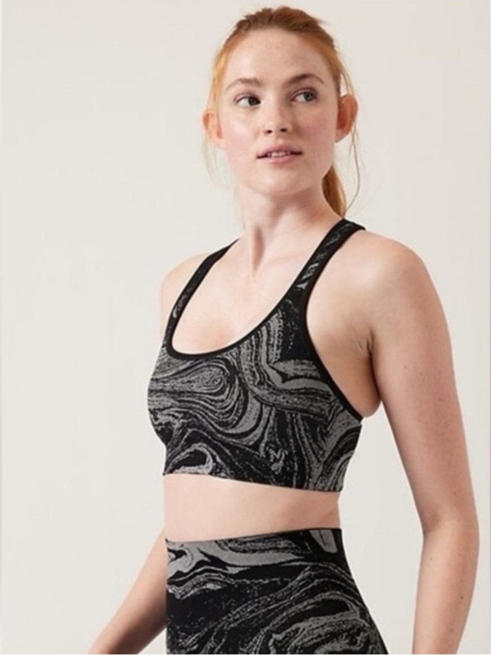Athleta Aurora Sparkle Marble-Print Sports Bra